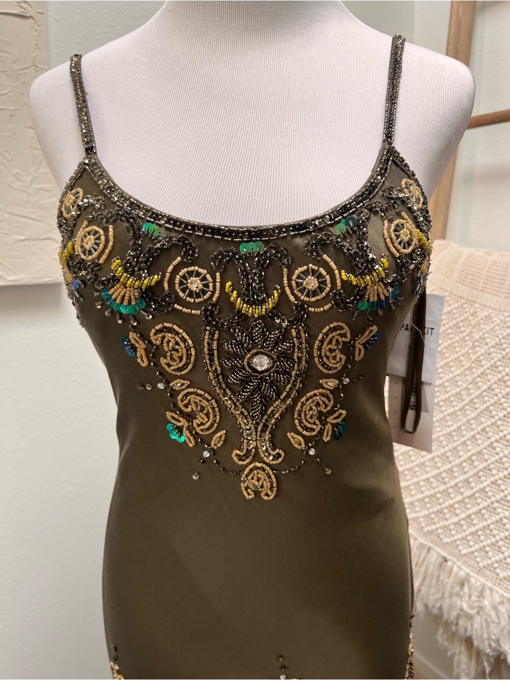 Sue Wong Olive Green Ruffled Mermaid Evening Dress - Picture 8 of 11